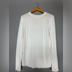 Lululemon Still At Ease  Blend Pullover Sweater Size M Cream, Open-Back